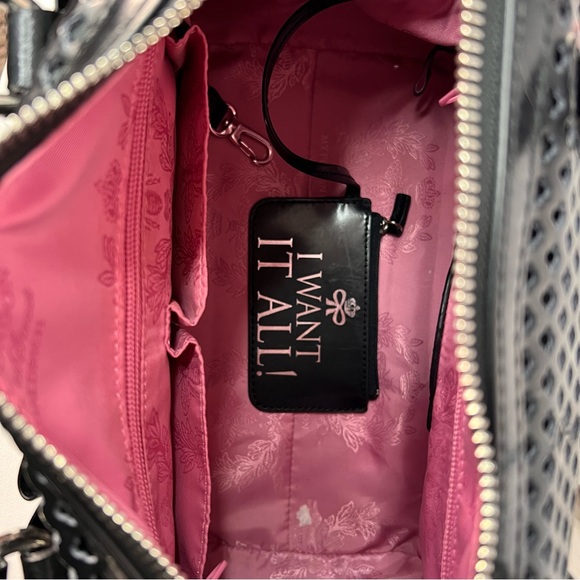 My Flat in London Brighton Alexia Satchel Black Leather Rhinestone - Picture 16 of 16